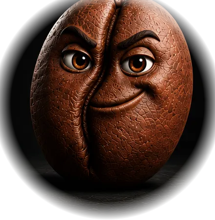 The Coffee Bean Junkies character — a coffee bean with a face